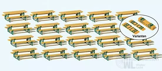 Preiser 24707 - 20 Biertischgarnituren. Bausa H0 1:87