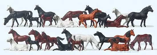 Preiser 14407 - Pferde 26 Figuren H0 1:87