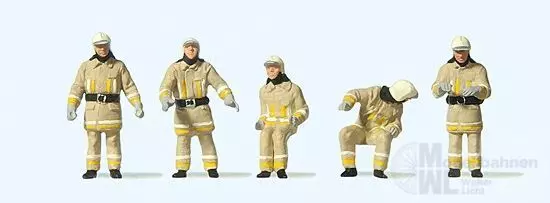 Preiser 10773 - Feuerwehrmänner Uniform beige Am Fahrzeug H0 1:87
