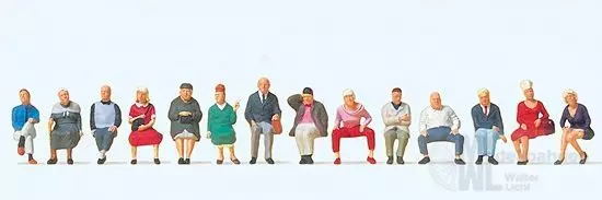 Preiser 10524 - Sitzende Reisende. 14 Figuren H0 1:87