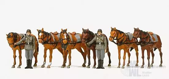 Preiser 16597 - Stehende Zugpferde Pferdhalt H0 1:87