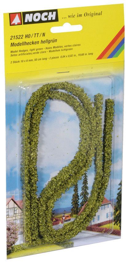 Noch 21522 - Modellhecken grün, 2 Stück, 1 x 0,6 cm, je 50 cm lang H0/TT/N