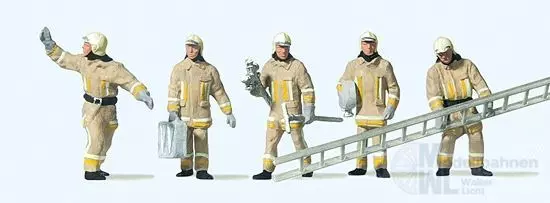 Preiser 10770 - Feuerwehrmänner Uniform beige Eintreffen am Brandort H0 1:87