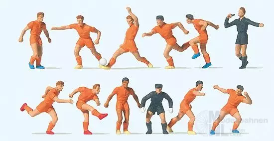 Preiser 10761 - Fussballmannschaft Orange Trikots und Hosen H0 1:87