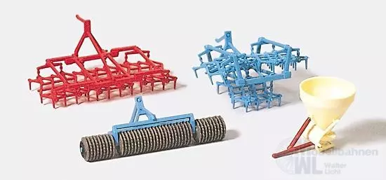 Preiser 17919 - Egge, Walze, Kunstdüngerstreu H0 1:87