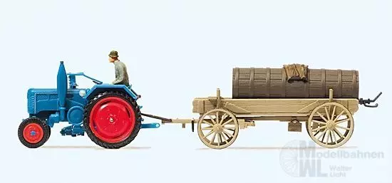 Preiser 17939 - Ackerschlepper Lanz D 2416 mit Anhänger H0 1:87