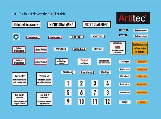 ARTITEC b.v. 14171 - Betriebswerkschilder, Epoche III-IV N 1:160