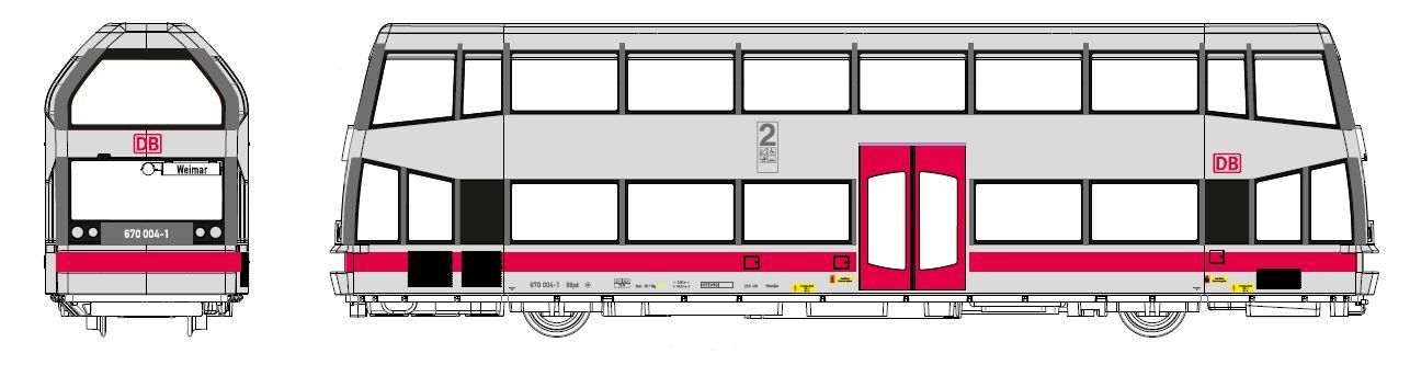 Kres 51047033 - Doppelstock-Schienenbus BR 670 004-1 DB Ep.V H0/WS Digital