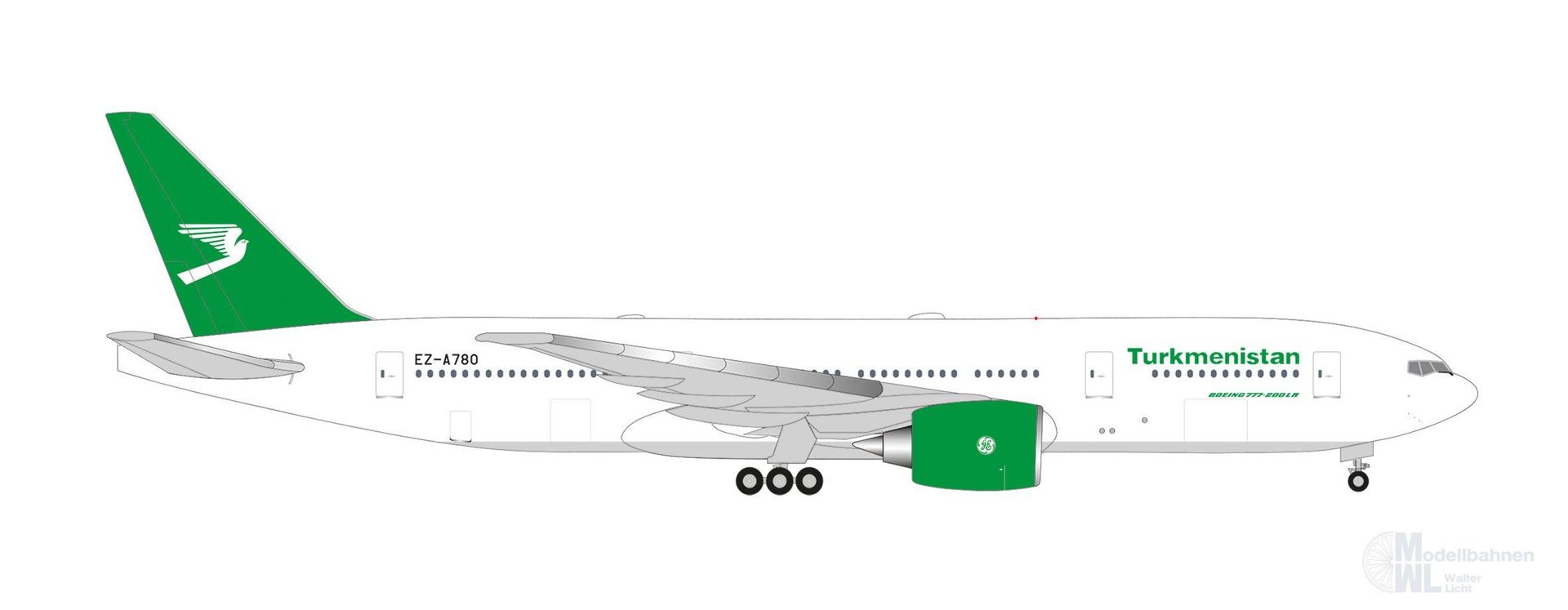 Herpa 538558 - Boeing 777-200LR Turkmenistan Airlines 1:500 Herpa 538558 - Boeing 777-200LR Turkmenistan Airlines 1:500