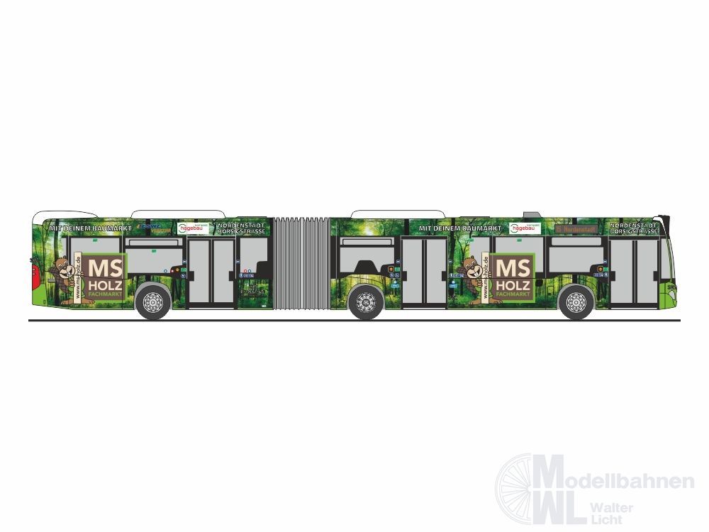 Rietze 73584 - Mercedes-Benz Citaro G '15 ESWE Wiesbaden - MS Holzfachmarkt H0 1:87