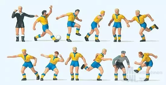 Preiser 10755 - Fussballmannschaft Gelbe Trikots / Blaue Hosen H0 1:87