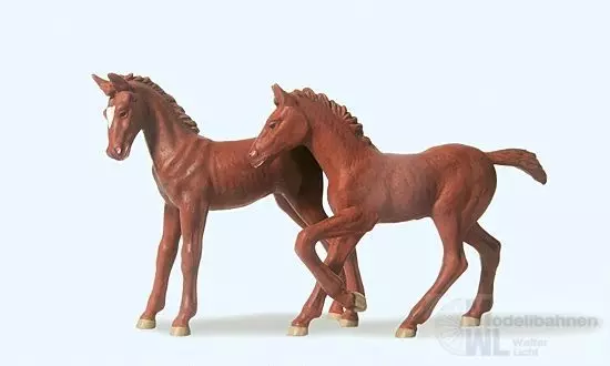 Preiser 47025 - 2 Fohlen stehend und springen 1:25