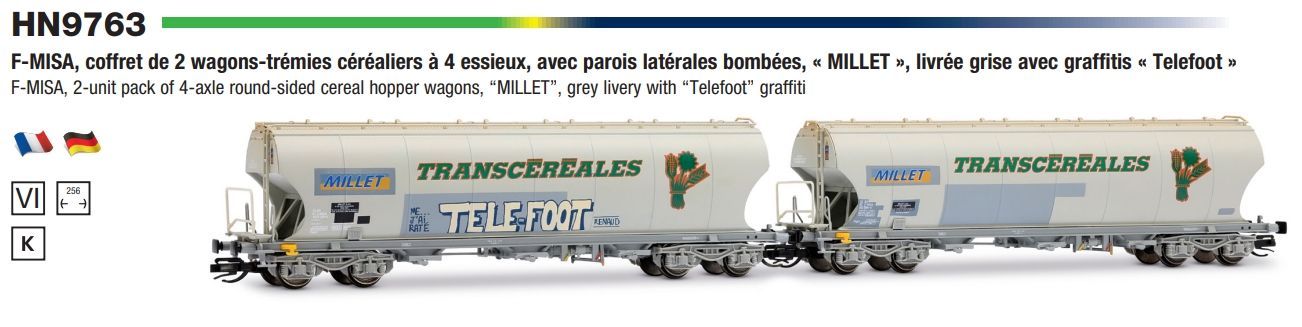 Arnold 9763 - Getreidesilowagen Set F-MISA Ep.VI Millet 2.tlg. TT 1:120