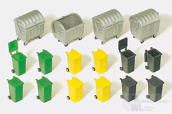 Preiser 17202 - Müllcontainer und Mülltonnen Bausatz H0 1:87