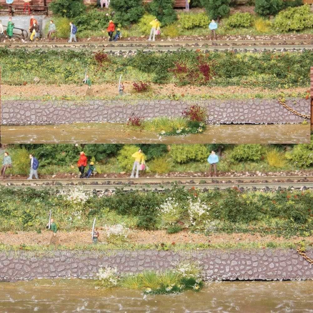 Heki 1805 - Grasstreifen 100 mm 100 Stück erika wieß gemischt H0/TT/N/Z