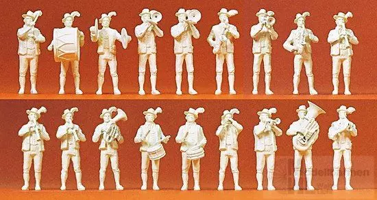 Preiser 16353 - Bayerische Volksmusik 18 Figuren unbemalt H0 1:87