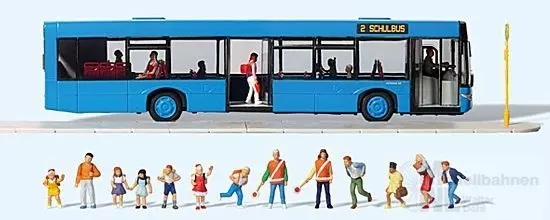 Preiser 13010 - Schulbus Urbino Solaris Schulkinder H0 1:87