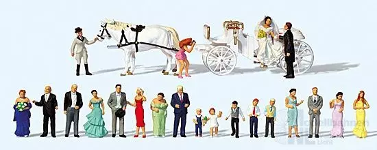 Preiser 13011 - Hochzeitsgesllschaft mit Kutsche H0 1:87