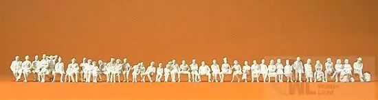 Preiser 75101 - Sitzende Reisende 39 Figuren unbemalt TT 1:120