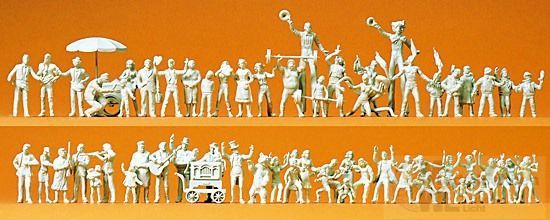 Preiser 16342 - Volksfestbesucher und Schausteller unbemalt H0 1:87