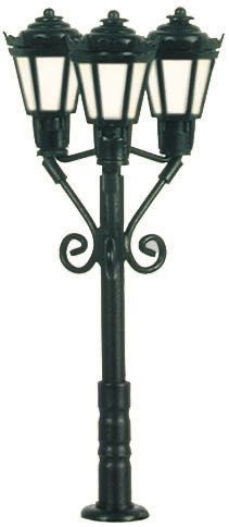 Viessmann 6477 - Parklaterne dreiflammig, schwarz, LED warmweiß N 1:160