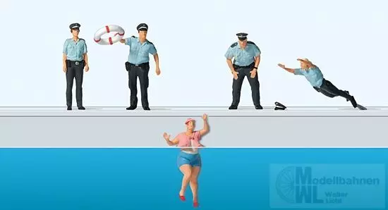 Preiser 10744 - Rettungseinsatz an der Uferpromenade H0 1:87