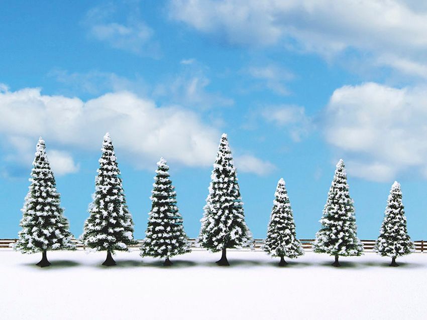 Noch 25087 - Schneetannen 7 Stück, 8 - 12 cm hoch H0/TT/N/Z