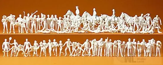Preiser 16346 - Sport und Freizeit 80 Figuren unbemalt H0 1:87