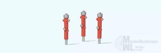 Preiser 17714 - Hydranten rot 3 Stück Fertigmodell H0 1:87