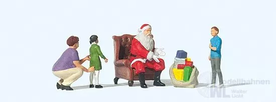 Preiser 10763 - Weihnachtsmann im Sessel. Mutter mit Kindern H0 1:87