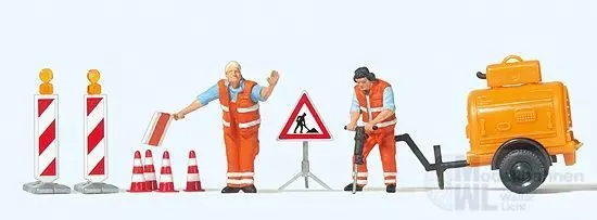 Preiser 10754 - Straßenbauarbeiter mit Kompressor H0 1:87