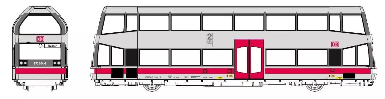 Kres 51047034 - Doppelstock-Schienenbus BR 670 004-1 DB Ep.V H0/WS Sound