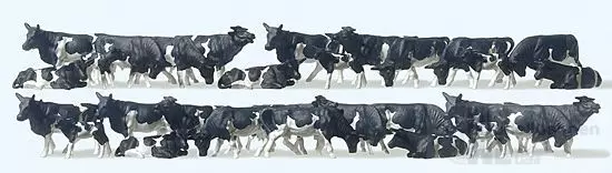 Preiser 14408 - Kühe schwarz/weiß 30 Figuren H0 1:87