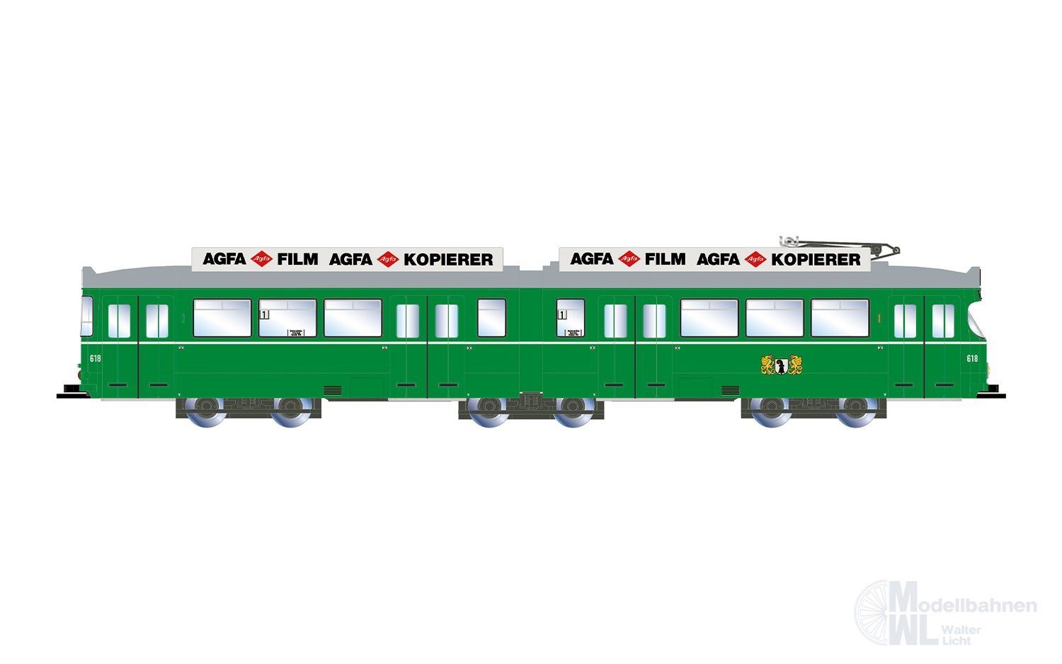 Arnold 2692 - Straßenbahn Diewag Basel grün Ep.IV/V N 1:160