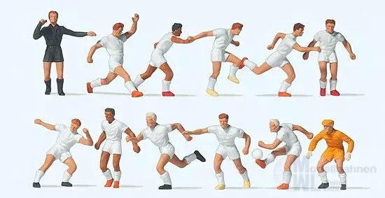 Preiser 10762 - Fussballmannschaft Weiße Trikots und Hosen H0 1:87
