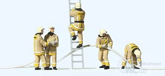 Preiser 10771 - Feuerwehrmänner Uniform beige Löschangriff H0 1:87