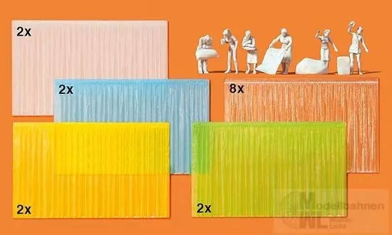 Preiser 16360 - Am Fenster 6 Figuren unbemalt und 16 Vorhänge H0 1:87