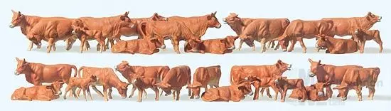 Preiser 14409 - Kühe braun 30 Figuren H0 1:87