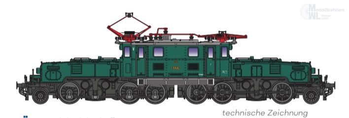 Jägerndorfer Modellbahn 60202_5 - E-Lok Rh 1100 ÖBB Ep.IV-VI Museumslok grün N 1:160 Sound