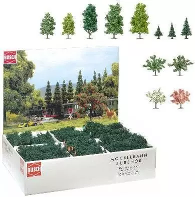 Busch 6333 - 204 Laub-/Tannenbäume TT 1:120