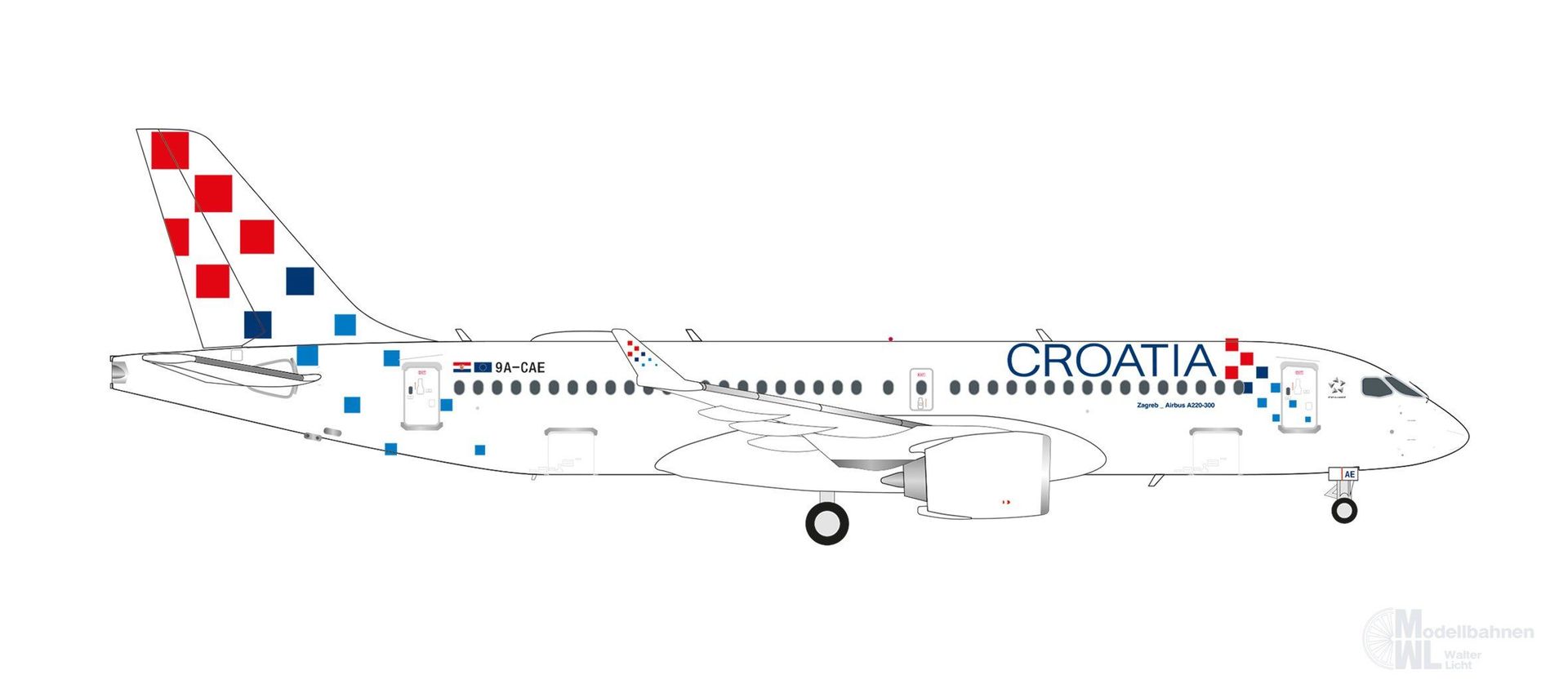 Herpa 573757 - Airbus A220-300 Croatia Airlines 1:200 Herpa 573757 - Airbus A220-300 Croatia Airlines 1:200