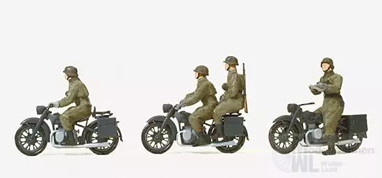 Preiser 16598 - Kradschützen aufgesessen und Motrräder H0 1:87