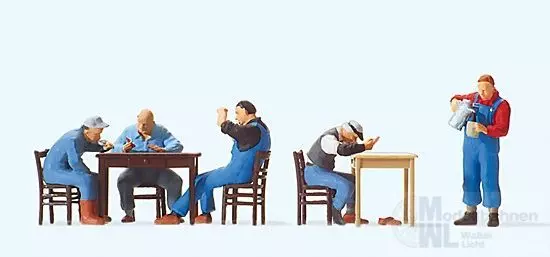 Preiser 10601 - US-Bahnpersonal in der Pause H0 1:87