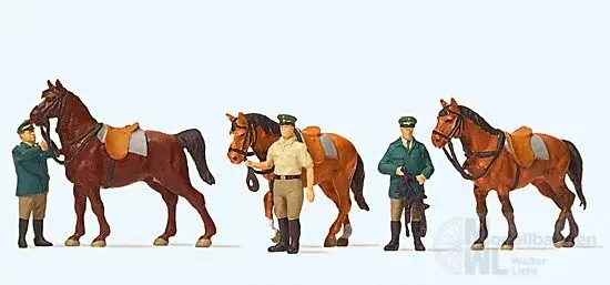 Preiser 10583 - Stehende Polizisten, Pferde H0 1:87