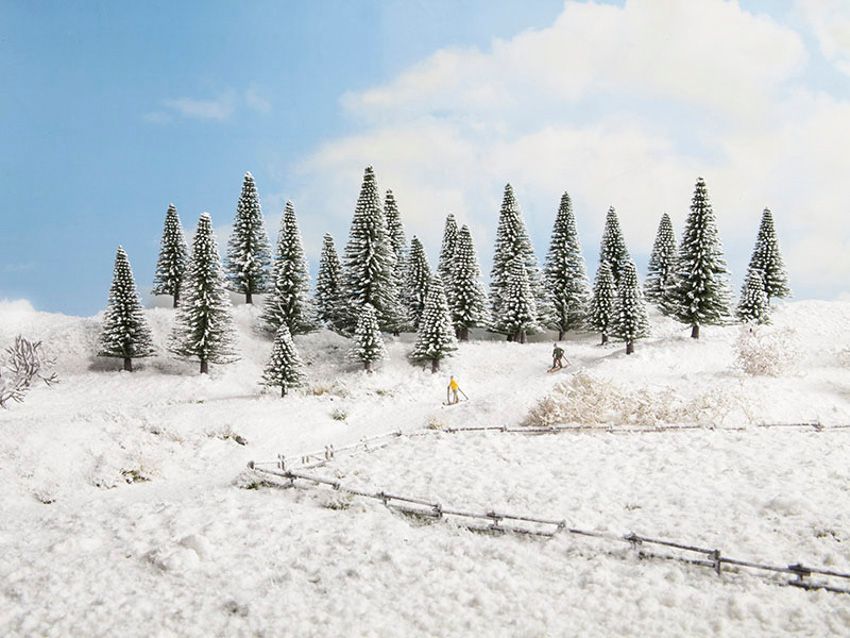 Noch 32828 - Schneetannen 25 Stück, 3,5 - 9 cm hoch N 1:160 /Z 1:220