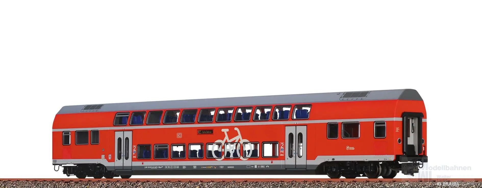 Brawa 70193 - Doppelstock-Mittelwagen TWINDEXX DB Ep.VI 2.Kl. H0/WS Digital