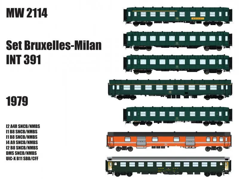 LS Models MW2114 - Personenwagen Set Brüssel-Mailand Ep.IV 7.tlg. H0/GL
