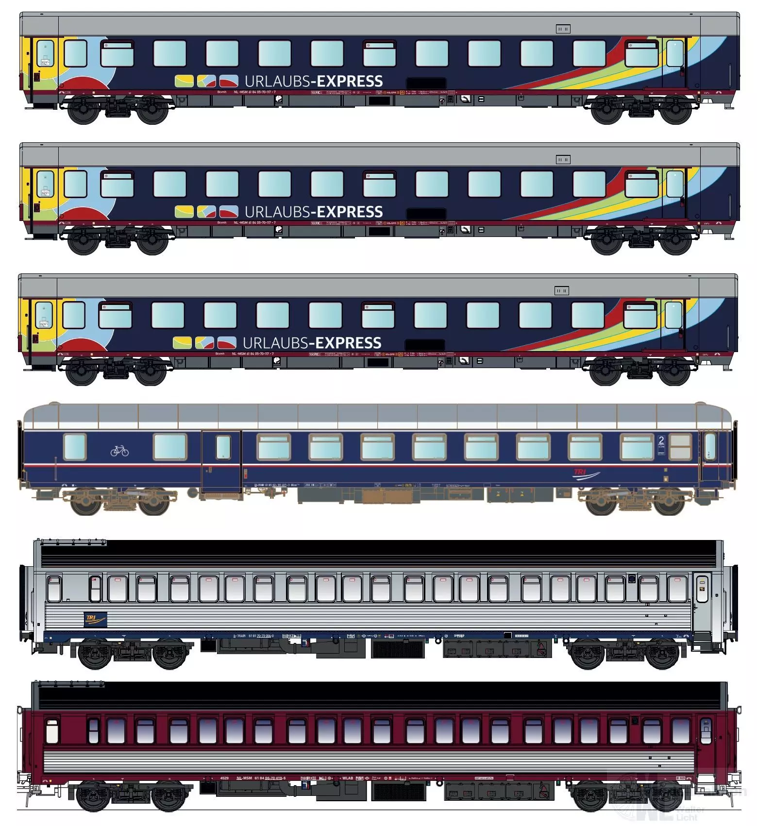 LS Models 2503N - Nachtzugwagen Set Urlaubs-Express Ep-VI 6.tlg. N 1:160