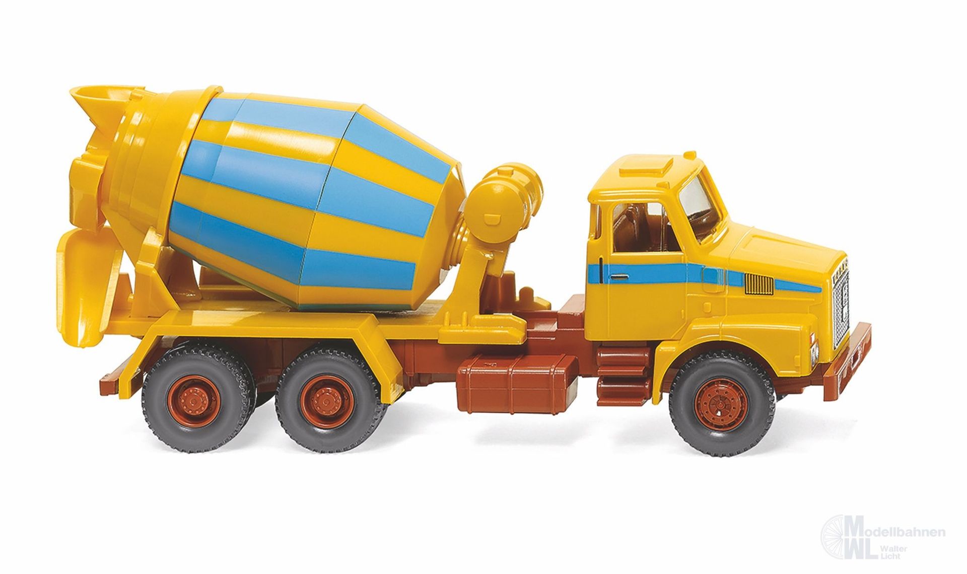 Wiking 068207 - Betonmischer Volvo N10 maisgelb/himmelblau H0 1:87