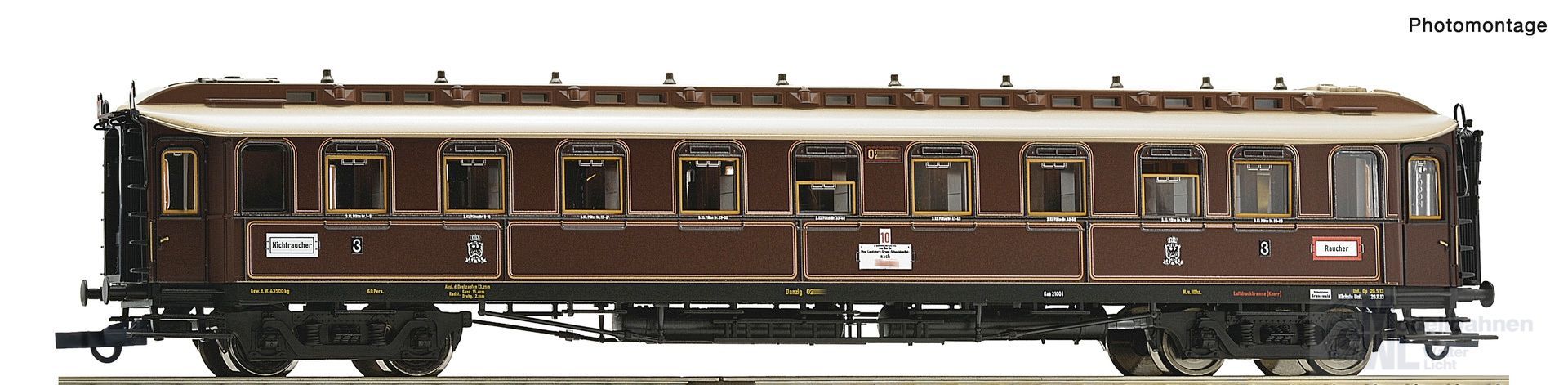 Roco 6200239 - Schnellzugwagen KPEV Ep.I 3.Kl. Mit Zugschlusstafel H0/GL